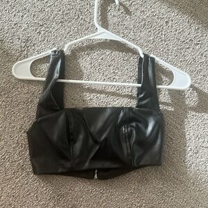 Pleather crop tank top